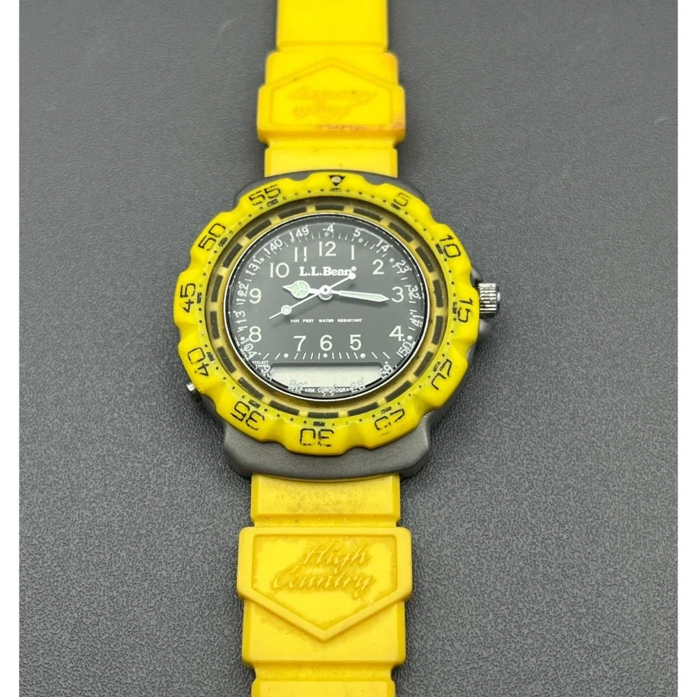 L.L. Bean Unisex High Country 85302-272 Yellow Ana-Digi Resin Sport Watch